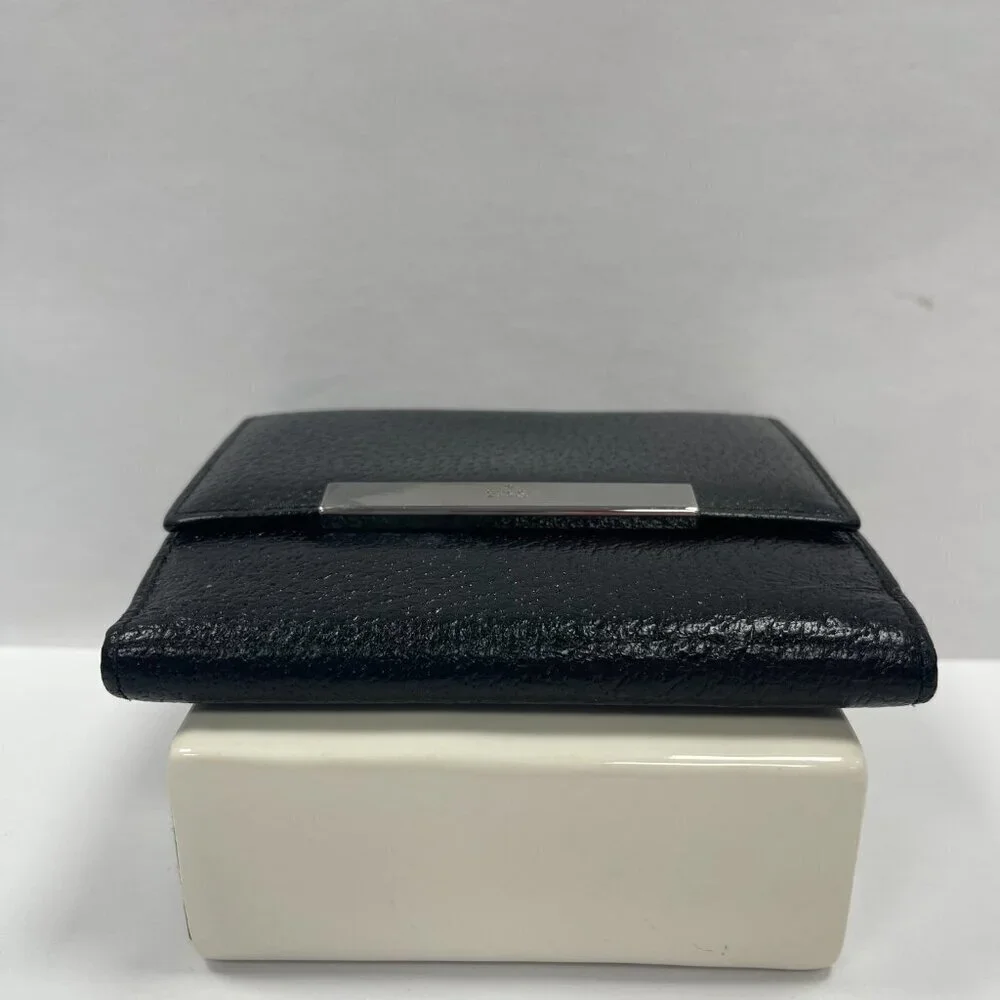 Gucci Black Leather Compact Wallet w/ Silver-tone Hardware - Preowned